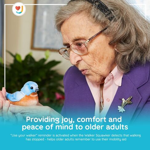 Joy For All Ageless Innovation Companion Pet for Seniors - Walker Squawker - Lifelike Animatronic Bird - Interactive Chirping - Walker Accessories - Therapy Toys for Alzheimers & Dementia - Bluebird in Kuwait