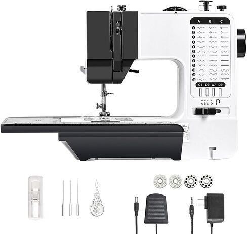 آلة الخياطة Simfelice 38 تطبيقًا للغرزة، آلة خياطة كهربائية صغيرة للمبتدئين مع ضوء LED وطاولة تمديد، آلة خياطة مثالية للأطفال لمشروع الخياطة بنفسك، آلة خياطة للمنزل in Kuwait