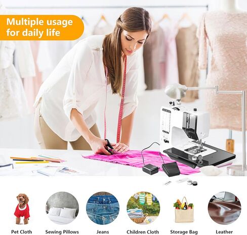 آلة الخياطة Simfelice 38 تطبيقًا للغرزة، آلة خياطة كهربائية صغيرة للمبتدئين مع ضوء LED وطاولة تمديد، آلة خياطة مثالية للأطفال لمشروع الخياطة بنفسك، آلة خياطة للمنزل in Kuwait