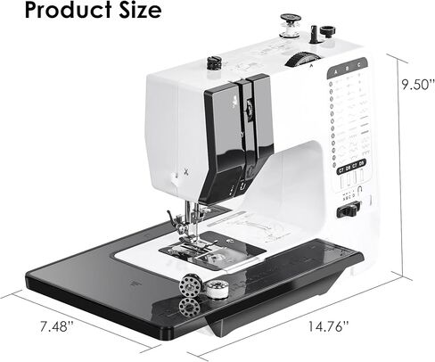 آلة الخياطة Simfelice 38 تطبيقًا للغرزة، آلة خياطة كهربائية صغيرة للمبتدئين مع ضوء LED وطاولة تمديد، آلة خياطة مثالية للأطفال لمشروع الخياطة بنفسك، آلة خياطة للمنزل in Kuwait
