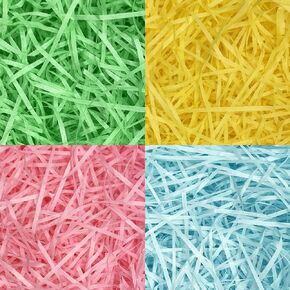 PEVOGON Red Easter Grass Raffia Filler Paper Shreds for Easter Basket Gift Packaging Filling Egg Stuffer Party Supplies Decoration, 200G