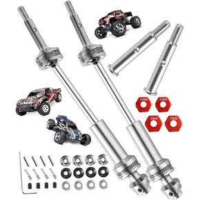 Rcarmumb RC Upgrades Part Rear Drive Shaft CVD Front Axles for 1/10 Rustler VXL 2WD Slash VXL 2WD,Stampede VXL 2WD,Hoss VXL 2WD,2pcs Stainless Steel #45 Drive Shaft with Red Hex,Silver