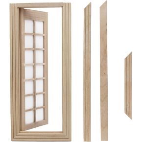 AUEAR, 1:12 Dollhouse Miniature Furniture Unpaint Wooden Doors for DIY Scene Doll Home Craft (6 Panel)