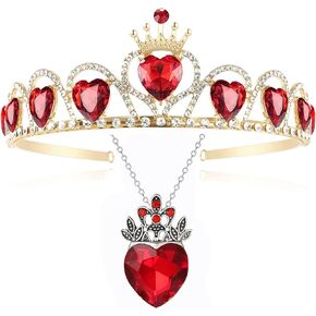 JK-GMTE Evie Red Heart Tiara and Necklace Descendants Princess Girl Queen of Hearts Costume in Kuwait
