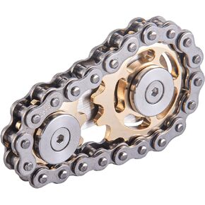 Bike Chain Gear Fidget Spinner, Metal Sprocket Chain Fidget Toy, Stress Anxiety Relief Fidget Toy, Focus Finger Spinning Toy, Stainless Steel Mechanics W/Smooth Bearings EDC Novelty Toy