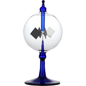 طاحونة زجاجية من Yiluren Solar Crookes Radiometer مصنوعة يدويًا لتزيين المنزل والحفلات هدية مقاس L (شفاف)