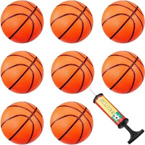 Norme 8 Pcs Mini Basketballs with Inflation Pump Small Inflatable Basketball for Kids Mini Ball Hoop for Indoor & Outdoor Sports Pool Party Favors(4 Inch,Orange)