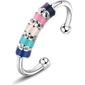 CSIYANJRY99 Jansio Threanic حلقة ثلاثية الدوران، لابنتي فيكاندا Thermogenic Moissanite Spinner Ring Feelief Zirconica Triple Fidget Rings Anti Anxiety خاتم قابل للتدوير للنساء والفتيات في سن المراهقة in Kuwait