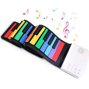 VAlinks Rainbow Roll Up Piano, 49 Keys Flexible Educational Electronic Piano Keyboard with Loud Speaker & 47 Tones, Portable Toy Gift for Birthday/Holiday Parties, Thanksgiving, Christmas, New Year in Kuwait