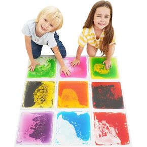 Special Supplies Square Floor Liquid Tiles for Kids, Set of 9, Colorful Early Learning Sensory Activity Mats for Toddlers and Children, Anti-Slip Backing for Active Play, Dance, and Games in Saudi Arabia