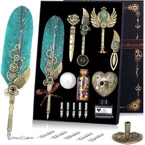 NC Quill Pen and Ink Set, Feather Pen Ink Set, Wax Seal Stamp Set, Feather Calligraphy Pen Set, Valentine’s Day Gift for Writing Lovers Birthday Gift, Holiday Ideal Gift (Purple) in Kuwait