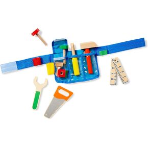 Melissa & Doug Deluxe Tool Belt Set - 5 Wooden Tools, 8 Building Pieces, Adjustable Belt in Saudi Arabia