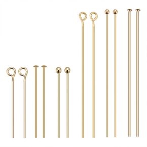 BENECREAT 144Pcs 3 Style 18K Gold Plated Brass Ball Head Pins and Flat Head Eye Pins Jewelry Making Kit for Crafting Earrings and Bracelets 2 Size/Style in Saudi Arabia