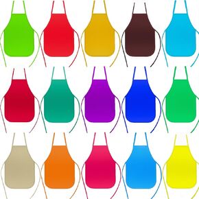 15 قطعة من مآزر قماش الفنانين للأطفال من Cptoion، مآزر رسم للأطفال بـ 15 لونًا، مآزر أطفال متوسطة الحجم للرسم، مآزر فنية للأطفال غير منسوجة للفصول الدراسية والمطبخ والحرف اليدوية ونشاط الرسم الفني in Kuwait