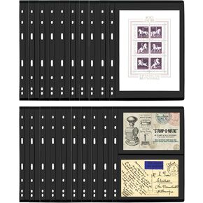 MUQING Stamp collecting storage supplies, 20 Sheets Stamp Pages Sleeves for Stamp Album Binder, Toughness Not easy to creak (1 and 2 Rows)