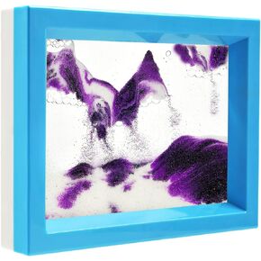 Sand Moving Sand Art, Liquid in Motion Hourglass Timer, Dynamic Sand Picture Frame for Desktop Office Home Wedding, Sensory Anxiety Fidget for Calm Relaxing (Purple White Black) in Kuwait
