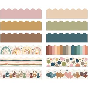 Geyee 240 Pcs Bulletin Board Borders Scalloped Classroom,Watercolor Style in Saudi Arabia