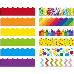Geyee 240 Pcs Bulletin Board Borders Scalloped Classroom,Watercolor Style in Kuwait