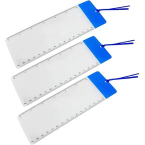 3 قطع من الإشارات المرجعية المكبرة الزرقاء مع مسطرة 6 بوصة، عدسة مكبرة 3X، لقراءة الخطوط الصغيرة والخرائط والكتب in Kuwait