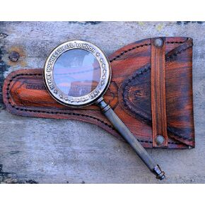 حافظة جلد هنري لندن العتيقة من انتيكليسيوس، عدسة مكبرة محمولة باليد مصنوعة من النحاس الأصفر بجودة عالية للجميع in Kuwait