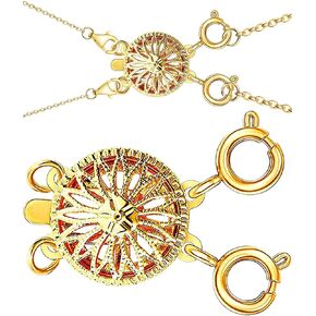 Necklace Layering Clasps Separator for Women 14k Gold & Silver Tangle Free Safety Jewelry Locking Clasp Converter Chain Extender (1 pcs Gold)