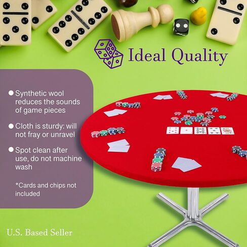Jigitz Felt Poker Table Cover Round Fitted - 36-48in Stretch Fit Red Felt Card Table Cover - Table Cloth Protector for Mah Jong, Poker, Dominoes and Casino Game Night in Kuwait