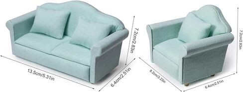 9Pcs Dollhouse Sofa Set,1/12 Dollhouse Decor 3Pcs White Fabric Sofa, 4Pcs Pillow and 2Pcs Miniature Carpet Turkey Rugs Miniature Furniture Toy for Kids Gift (A) in Kuwait