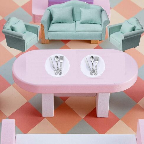 9Pcs Dollhouse Sofa Set,1/12 Dollhouse Decor 3Pcs White Fabric Sofa, 4Pcs Pillow and 2Pcs Miniature Carpet Turkey Rugs Miniature Furniture Toy for Kids Gift (A) in Kuwait