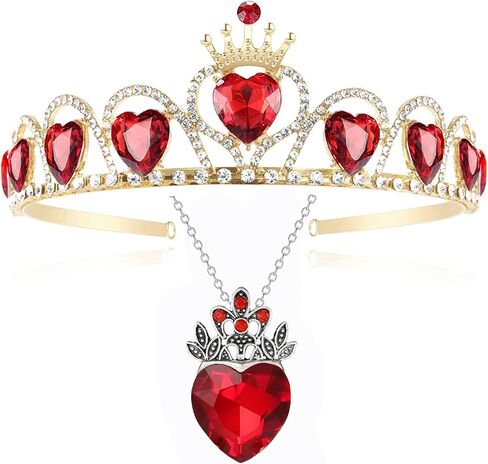 JK-GMTE Evie Red Heart Tiara and Necklace Descendants Princess Girl Queen of Hearts Costume in Kuwait