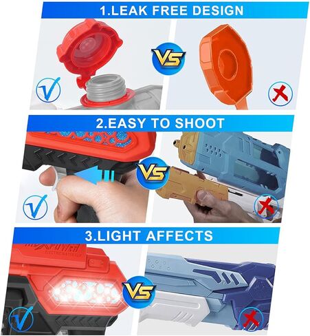 مسدس مياه كهربائي، مسدسات رش تعمل بالبطارية مع أضواء LED رائعة، مسدس مياه طويل المدى 300 سي سي للأطفال والكبار في حمام السباحة والشاطئ ومحاربة المياه (أسود) in Kuwait