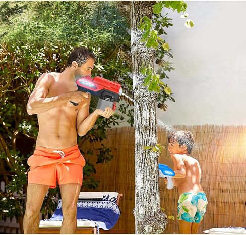 مسدس مياه كهربائي، مسدسات رش تعمل بالبطارية مع أضواء LED رائعة، مسدس مياه طويل المدى 300 سي سي للأطفال والكبار في حمام السباحة والشاطئ ومحاربة المياه (أسود) in Kuwait