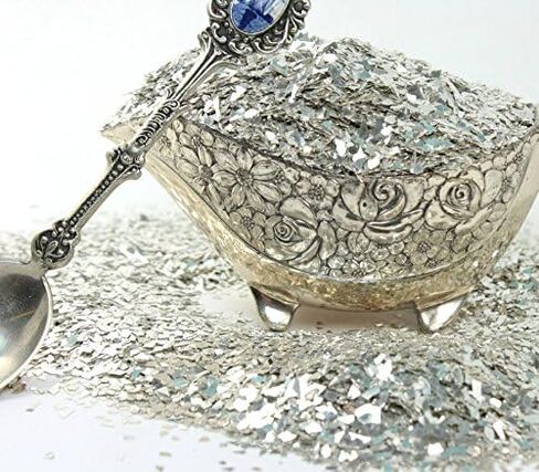 Meyer Imports Crushed Glass Glitter for Arts and Crafts - Broken Glass German Glitter for Resin Craft Art/Tumblers/Nail Art/DIY Jewelry Making Decoration - 2.2 Pounds - Silver in Kuwait