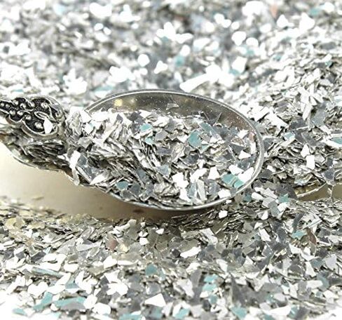 Meyer Imports Crushed Glass Glitter for Arts and Crafts - Broken Glass German Glitter for Resin Craft Art/Tumblers/Nail Art/DIY Jewelry Making Decoration - 2.2 Pounds - Silver in Kuwait