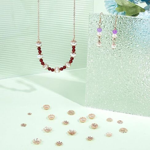 UNICRAFTALE 60 قطعة 10 أنماط 0.5/1/1.2 مم فتحة 304 غطاء خرز من الفولاذ المقاوم للصدأ ذهبي وردي فاخر مجوف قبعات نهاية الخرز فواصل زهرة متعددة البتلات خرز معدني نهاية قبعات سحرية خرز فضفاض لصنع المجوهرات in Saudi Arabia