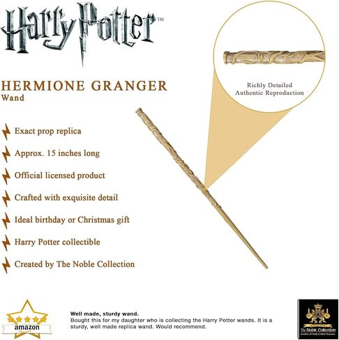 The Noble Collection - Hermione Granger Wand in A Standard Windowed Box - 15in (38cm) Wizarding World Wand - Harry Potter Film Set Movie Props Wands in Saudi Arabia