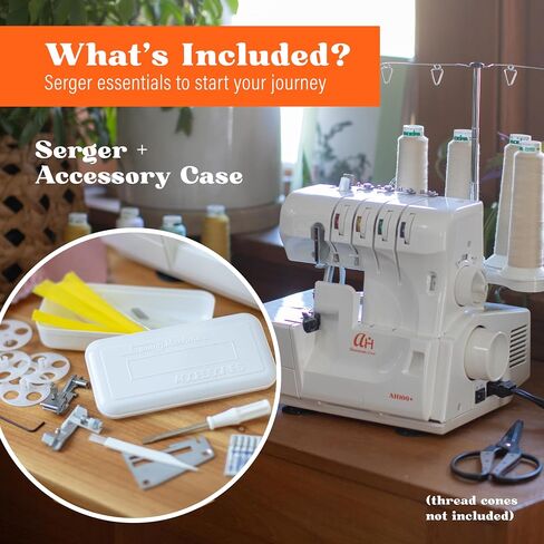 Serger Sewing Machine by American Home, Portable Stitching Machine Easy to Follow 4/3/2 Serger Thread with Differential Feed for Hemming and Sewing, Includes Sewing Accessory Kit, AH100 in Saudi Arabia