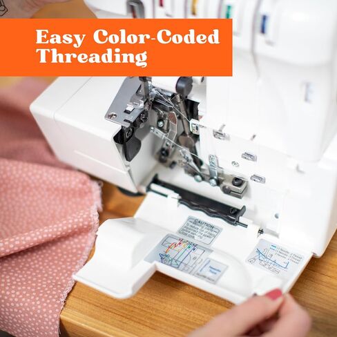 Serger Sewing Machine by American Home, Portable Stitching Machine Easy to Follow 4/3/2 Serger Thread with Differential Feed for Hemming and Sewing, Includes Sewing Accessory Kit, AH100 in Saudi Arabia