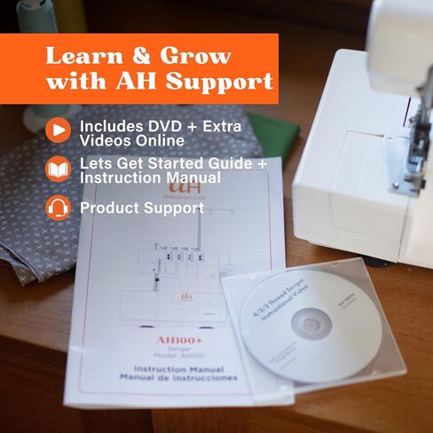 Serger Sewing Machine by American Home, Portable Stitching Machine Easy to Follow 4/3/2 Serger Thread with Differential Feed for Hemming and Sewing, Includes Sewing Accessory Kit, AH100 in Saudi Arabia