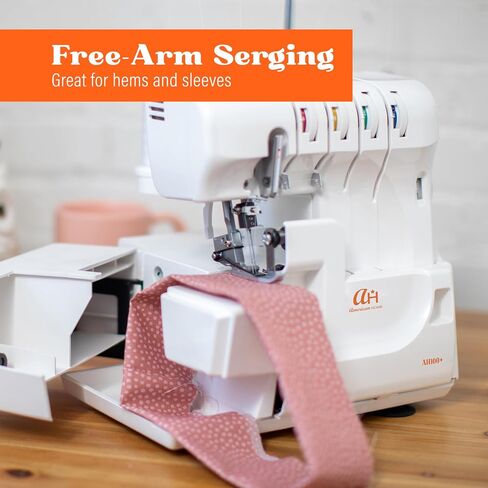 Serger Sewing Machine by American Home, Portable Stitching Machine Easy to Follow 4/3/2 Serger Thread with Differential Feed for Hemming and Sewing, Includes Sewing Accessory Kit, AH100 in Saudi Arabia