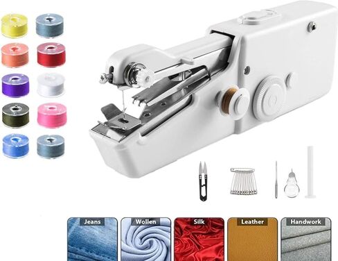 29 Pcs Handheld Sewing Machine, Mini Sewing Machines, Hand Cordless Sewing Tool,Easy-to-operate, More Friendly to the Handicapped, Portable Sewing Threads Kit for DIY Fabrics Clothes Home Travel in Saudi Arabia