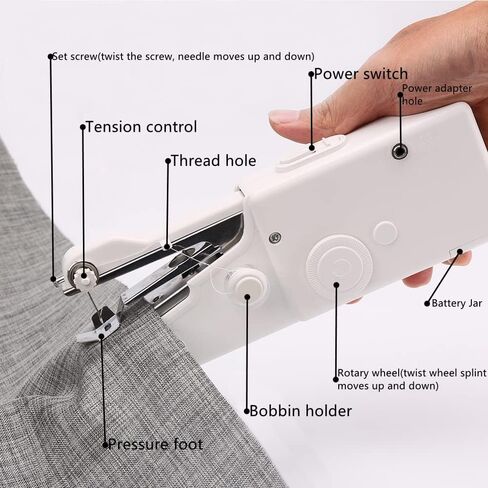 29 Pcs Handheld Sewing Machine, Mini Sewing Machines, Hand Cordless Sewing Tool,Easy-to-operate, More Friendly to the Handicapped, Portable Sewing Threads Kit for DIY Fabrics Clothes Home Travel in Saudi Arabia