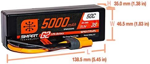 Spektrum 11.1V 5000mAh 3S 50C Smart LiPo G2 Hard Case: IC5, SPMX53S50H5 in Saudi Arabia