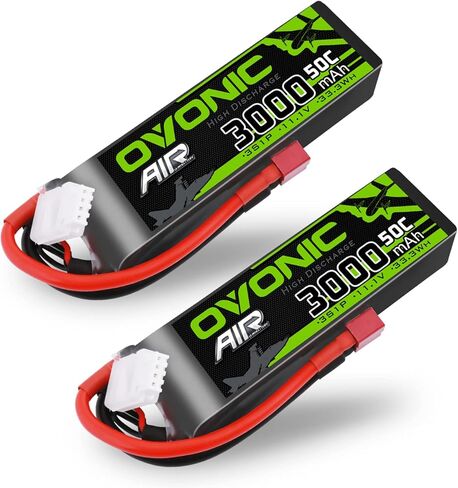 OVONIC 3S Lipo Battery 50C 3000mAh 11.1V Lipo Battery with Dean-Style T Connector for RC Airplane Helicopter Quadcopter RC Car Truck Boat(2 Packs) in Saudi Arabia