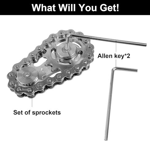 Bike Chain Gear Fidget Spinner, Metal Sprocket Chain Fidget Toy, Stress Anxiety Relief Fidget Toy, Focus Finger Spinning Toy, Stainless Steel Mechanics W/Smooth Bearings EDC Novelty Toy in Kuwait