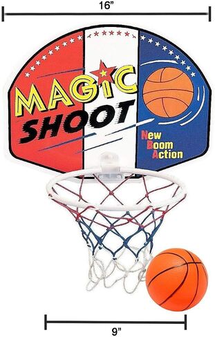 Liberty Imports Indoor Mini Basketball Hoop - 16" x 13" Large Over The Door Plastic Toy Backboard, Net, Ball and Pump for Kids Boys Teens - Suitable for Office, Bedroom, Dorm (Magic Shot) in Saudi Arabia