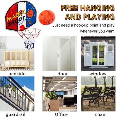 Liberty Imports Indoor Mini Basketball Hoop - 16" x 13" Large Over The Door Plastic Toy Backboard, Net, Ball and Pump for Kids Boys Teens - Suitable for Office, Bedroom, Dorm (Magic Shot) in Saudi Arabia