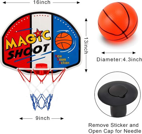 Liberty Imports Indoor Mini Basketball Hoop - 16" x 13" Large Over The Door Plastic Toy Backboard, Net, Ball and Pump for Kids Boys Teens - Suitable for Office, Bedroom, Dorm (Magic Shot) in Saudi Arabia
