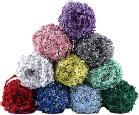 for Scrubbies 12 Skeins Bonbons Yarn Assorted Colors 100% Polyester for Scrubbies Crochet and Knitting Project - Total 648 Yards Craft Kit (Brush) in Saudi Arabia