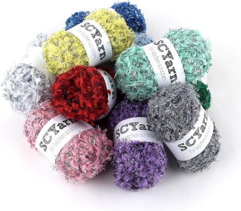 for Scrubbies 12 Skeins Bonbons Yarn Assorted Colors 100% Polyester for Scrubbies Crochet and Knitting Project - Total 648 Yards Craft Kit (Brush) in Saudi Arabia