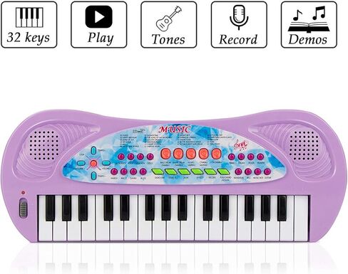 لوحة مفاتيح بيانو للأطفال 32 مفتاحاً من هوتويز مع ميكروفون لوحة مفاتيح إلكترونية محمولة للمبتدئين للألعاب الموسيقية بيانو لـ 3 4 5 6 7 8 سنوات للأولاد والبنات (أرجواني) in Kuwait